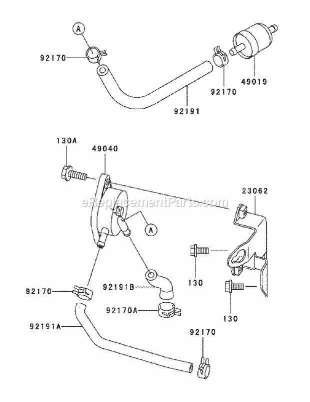 Fh721v As26 Fuel Tank & Fuel Valve Diagram and Parts List for M60-KW 53BB5D8X750-25HP-OHV Cub Cadet Lawn Tractor